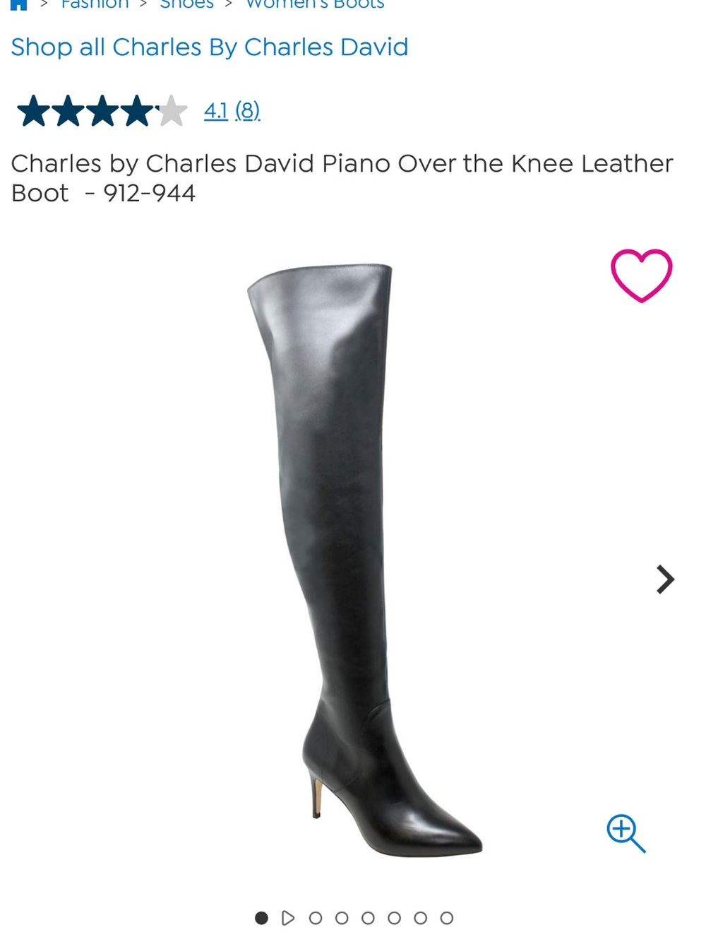 Charles By Charles David Black Over-the-Knee Leather Pointed-Toe Boot
